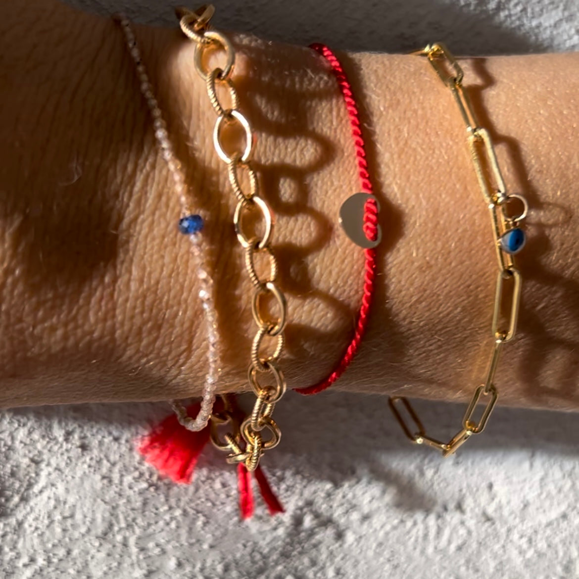 Red silk heart friendship bracelet