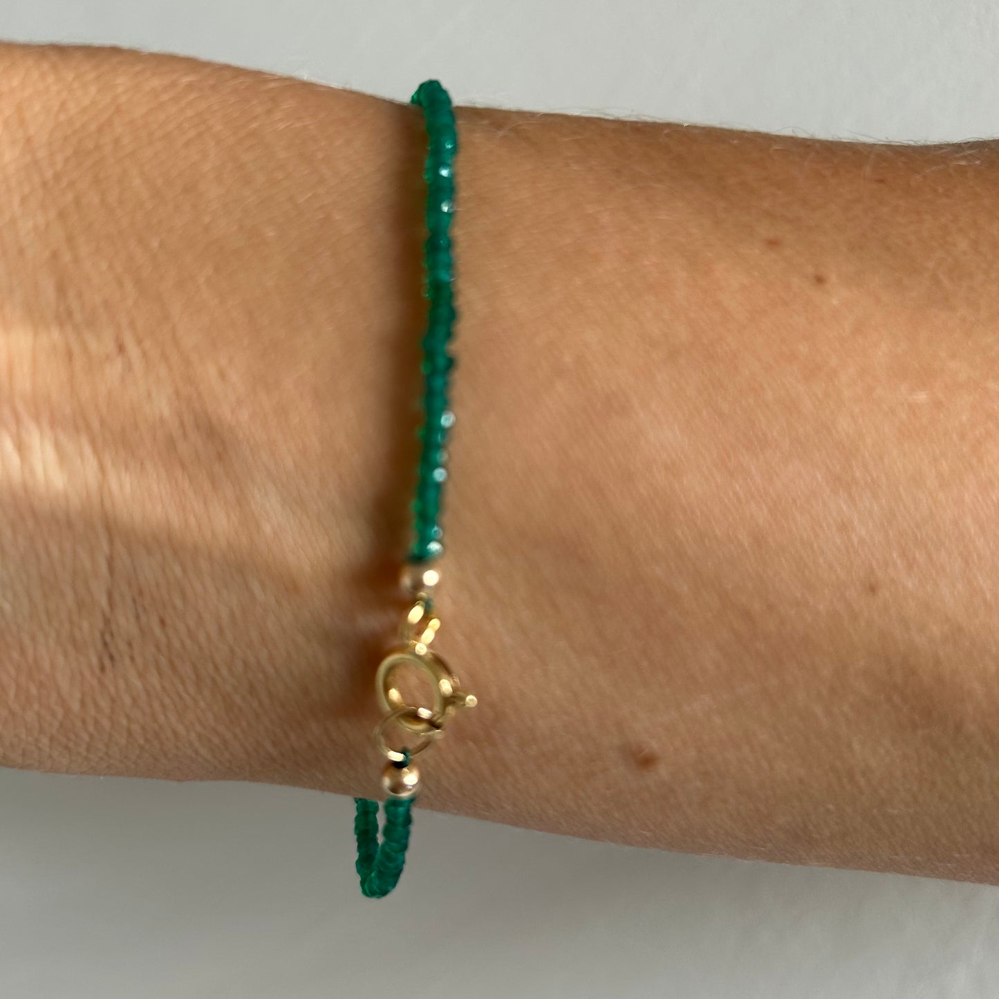 Fine green onyx bracelet with citrine gem